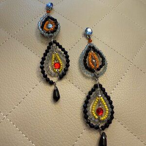 Colorful Indian Insoired Earrings - Bohemian Chic, Glass Seed Beads